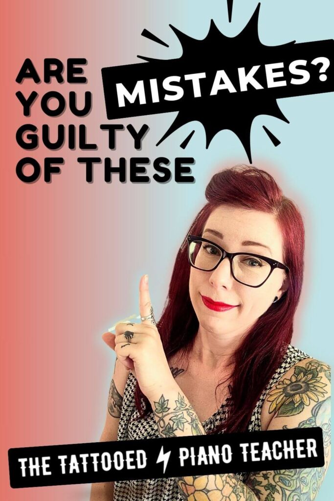 Are You Guilty of These Piano Teacher Mistakes? Phoenix, The Tattooed Piano Teacher, pointing to mistakes