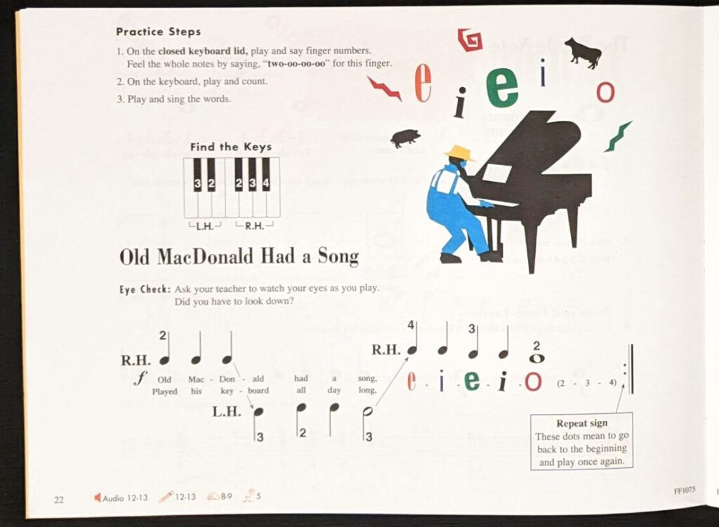 Faber Piano Adventures Primer Level Lesson Book inside pages
