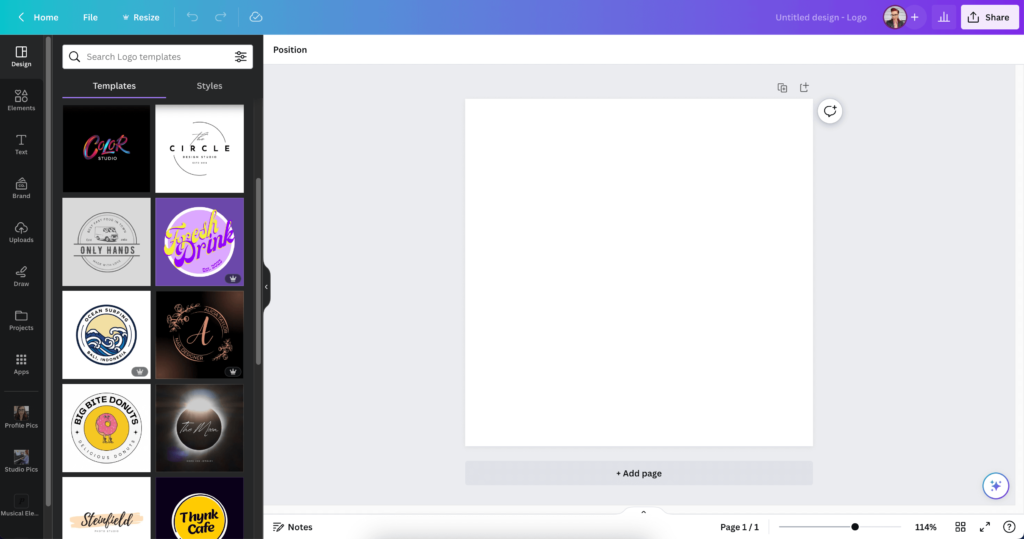 canva logo templates screenshot
