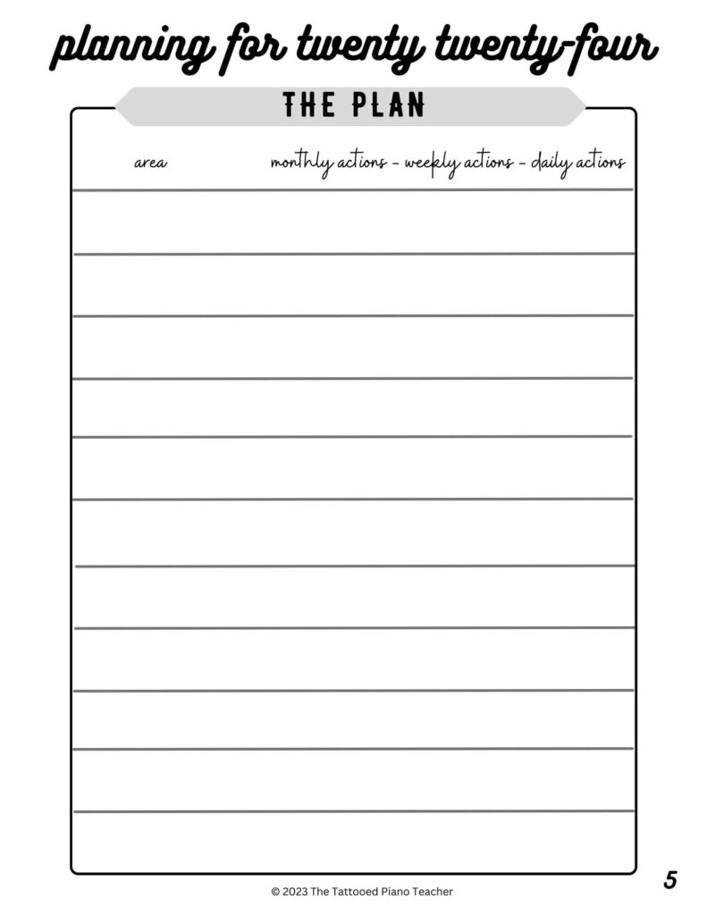 planning for the new year: the plan. the tattooed piano teacher.