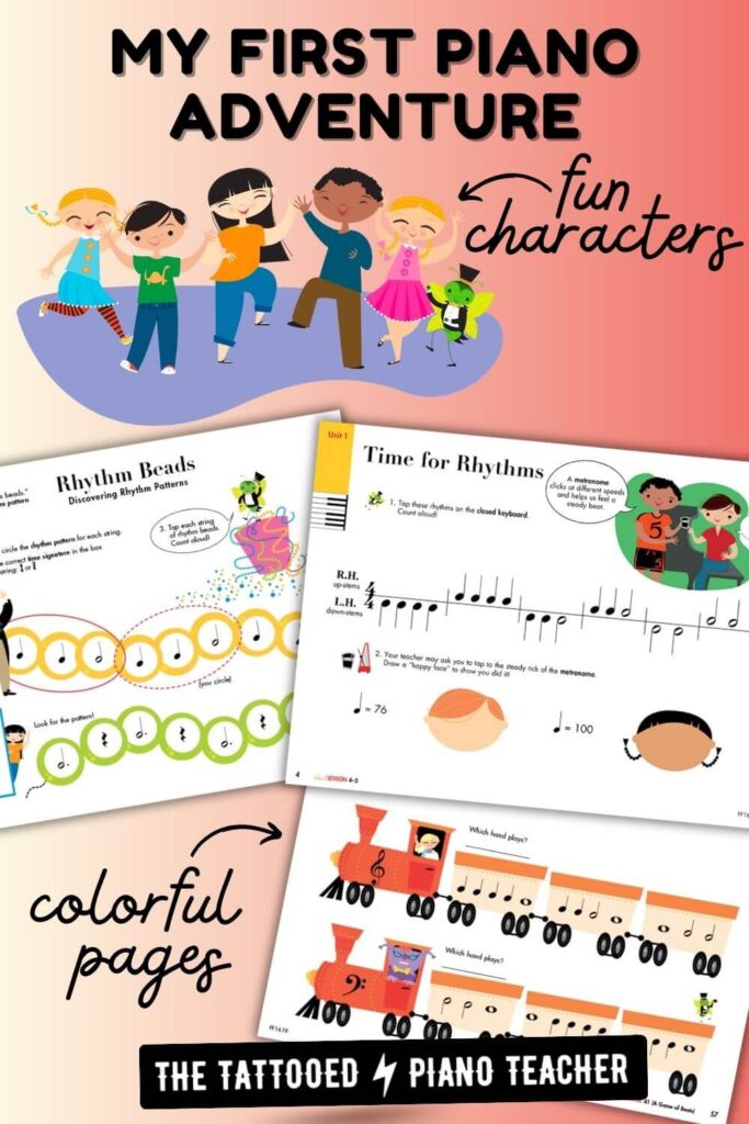 my first piano adventure fun characters and colorful pages. the tattooed piano teacher.