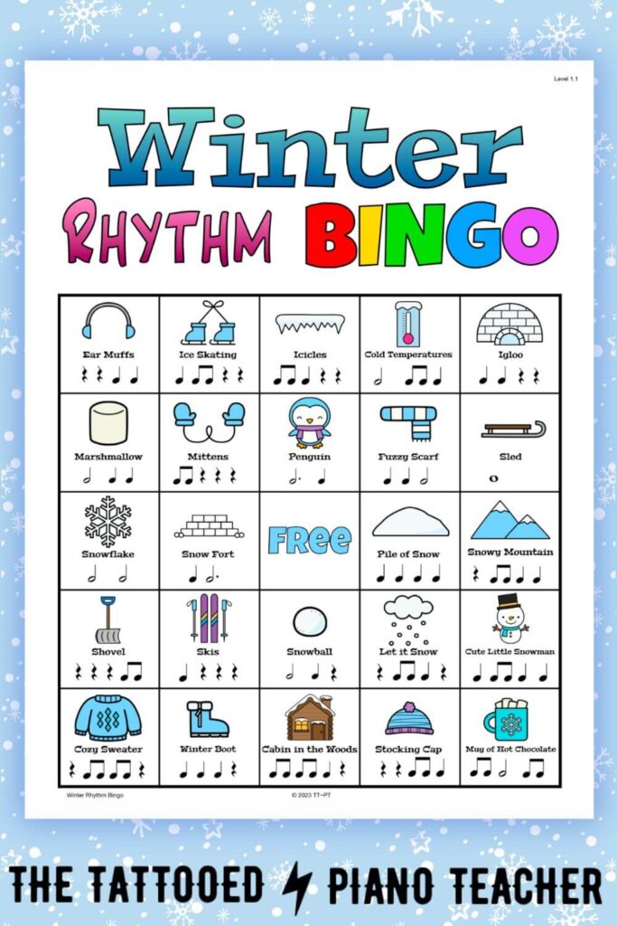 winter music activities 1: winter rhythm bingo. the tattooed piano teacher.