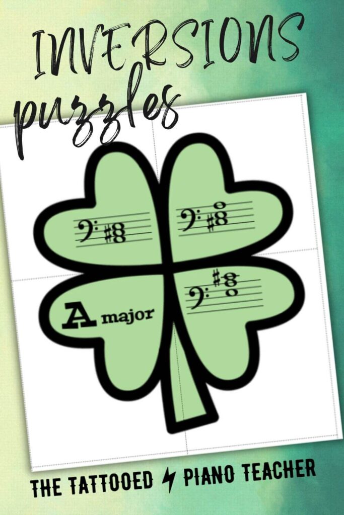 chord inversions puzzles shamrock st. patrick's day music activities. the tattooed piano teacher.