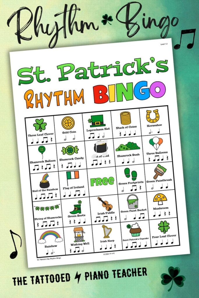 st. patrick's day rhythm bingo. the tattooed piano teacher.