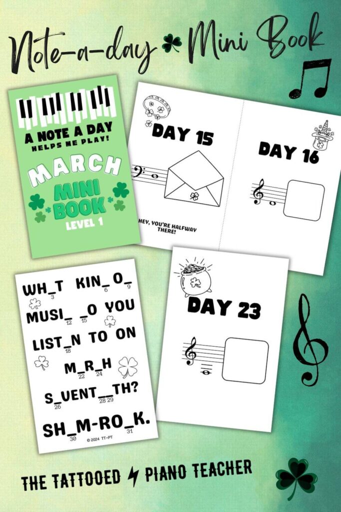 march name a note a day mini book. the tattooed piano teacher