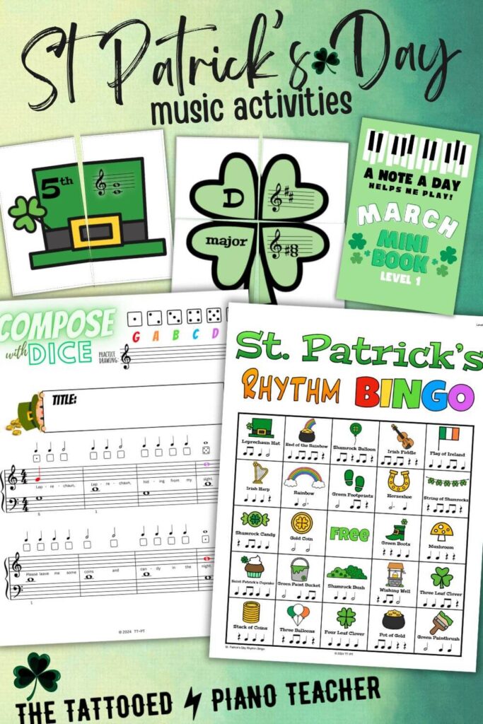 st. patrick's day music activities. the tattooed piano teacher.