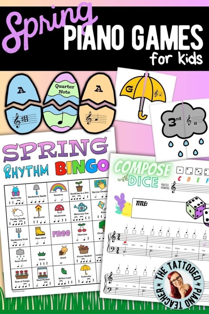 spring piano games for kids. the tattooed piano teacher.