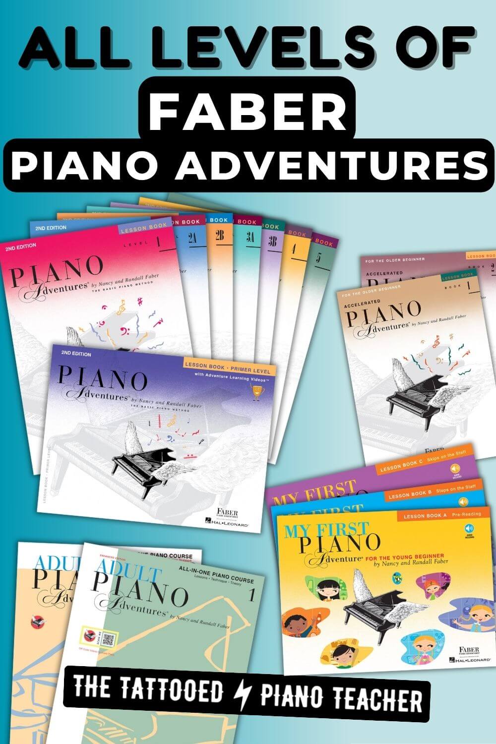 piano adventures levels. all levels of faber piano adventures. the tattooed piano teacher.