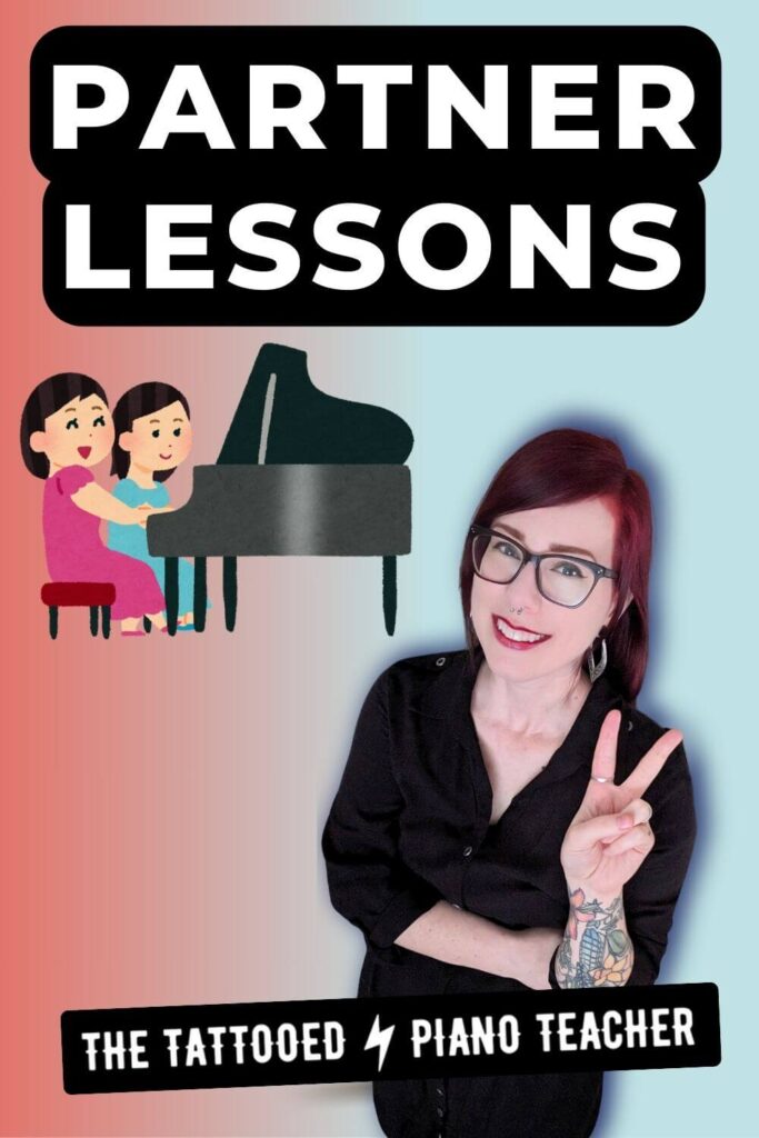 partner lessons. piano lessons for two kids. the tattooed piano teacher.
