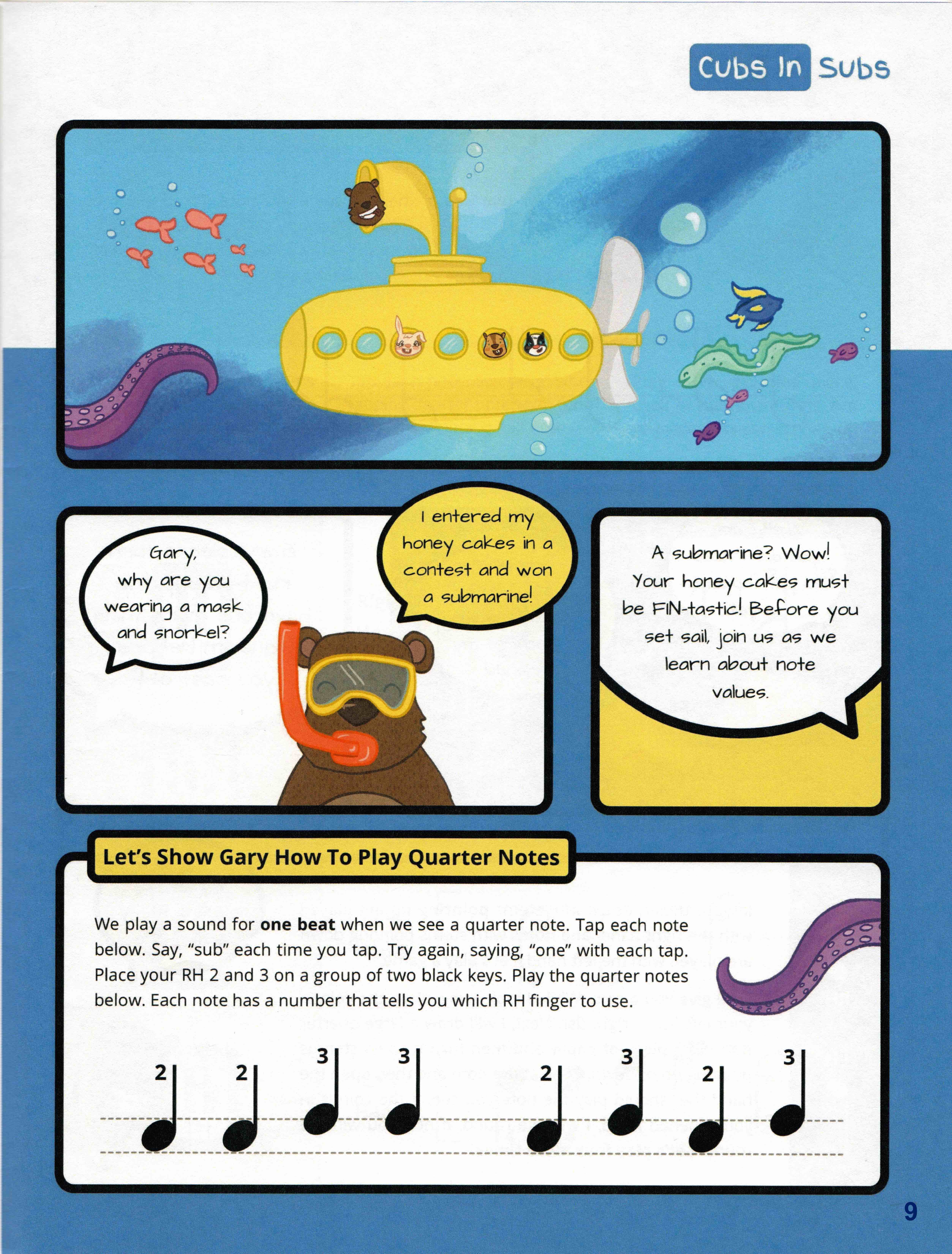 wunderkeys primer book 1 story. cubs in subs.