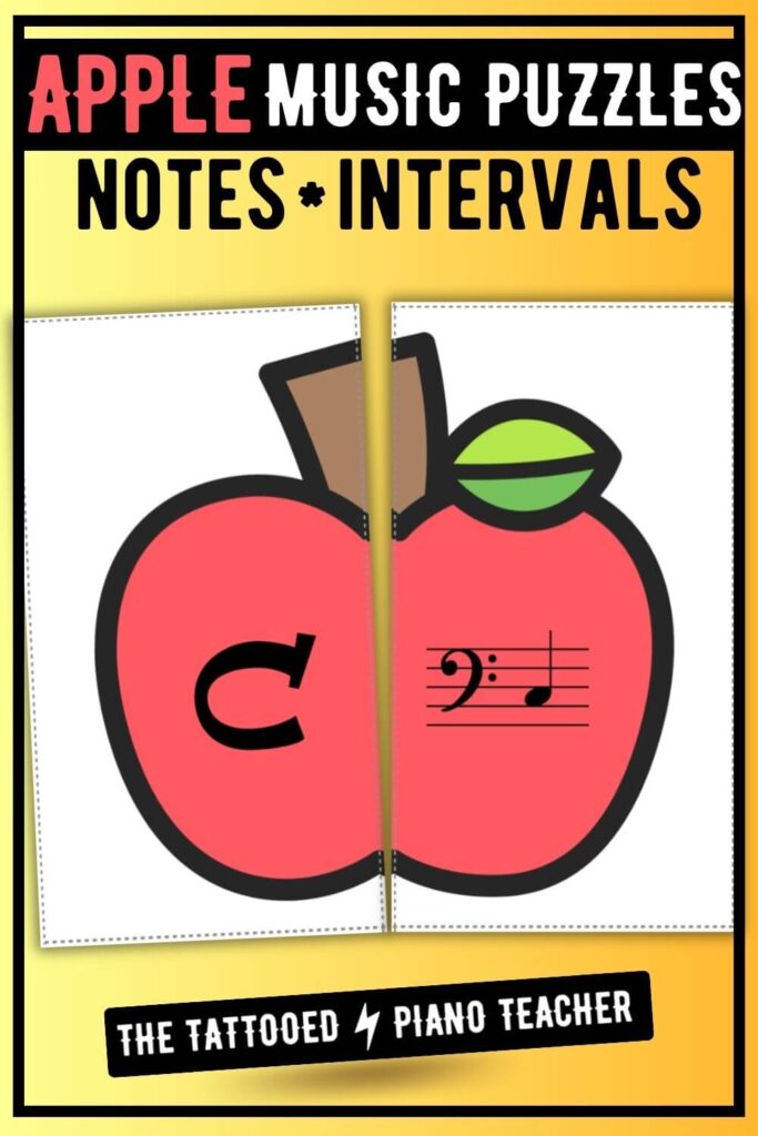 apple music puzzles. note flashcards. back to school music games. the tattooed piano teacher