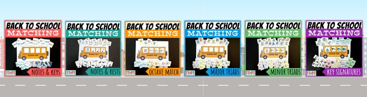 back to school music games. school bus matching games. notes chords key signatures. the tattooed piano teacher