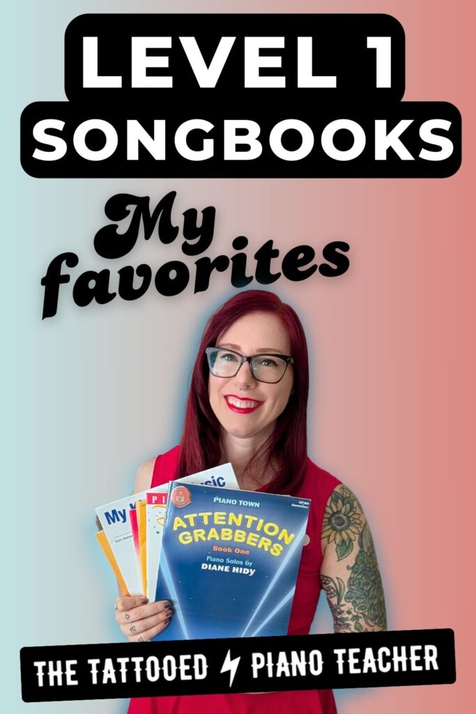 Piano Supplemental Songbooks Level 1. My favorite for beginner piano students. the tattooed piano teacher