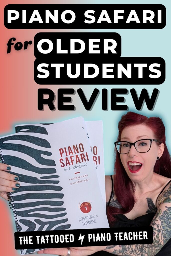 piano safari for older students review. the tattooed piano teacher.