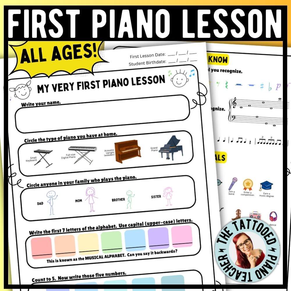 what to teach at the first piano lesson. all ages. the tattooed piano teacher.