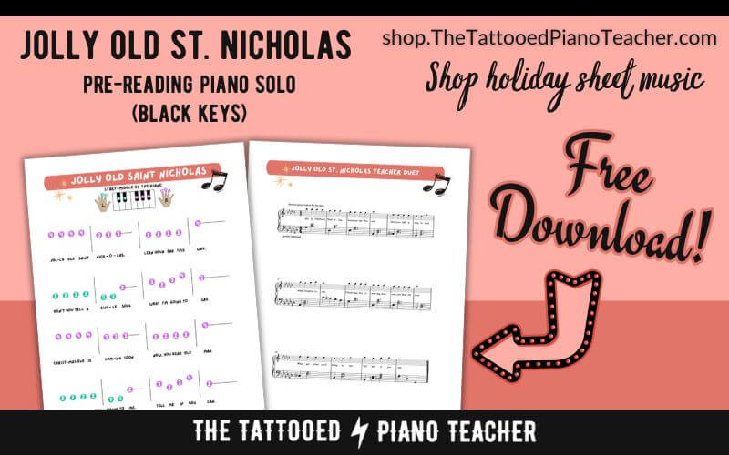 Jolly old saint nicholas pre-reading beginner piano sheet music free pdf download. shop Christmas sheet music. the tattooed piano teacher