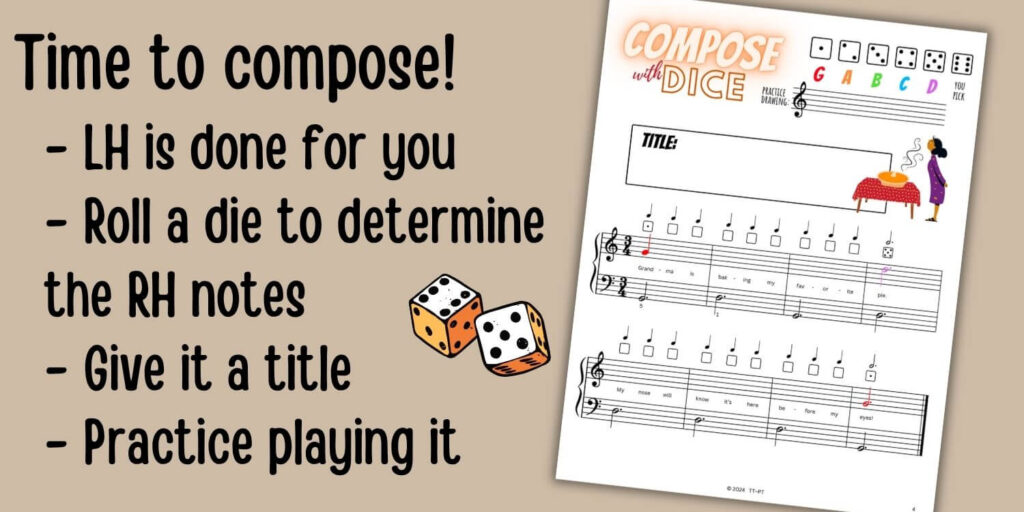 thanksgiving compose with dice. roll a die to determine the right hand notes.