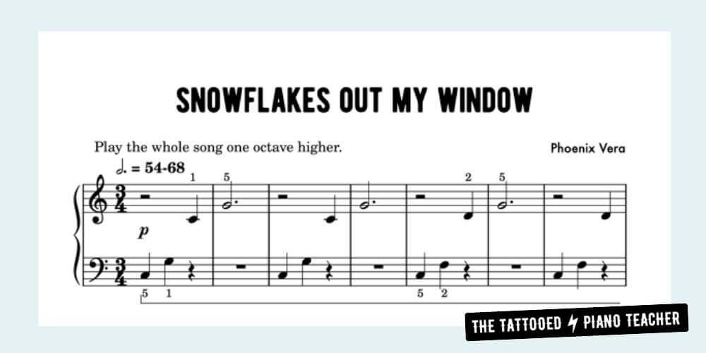 snowflakes out my window early elementary piano solo pdf preview. the tattooed piano teacher