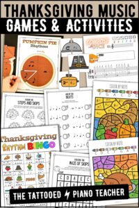 thanksgiving music games. thanksgiving music worksheets. thanksgiving music activities for piano students. the tattooed piano teacher