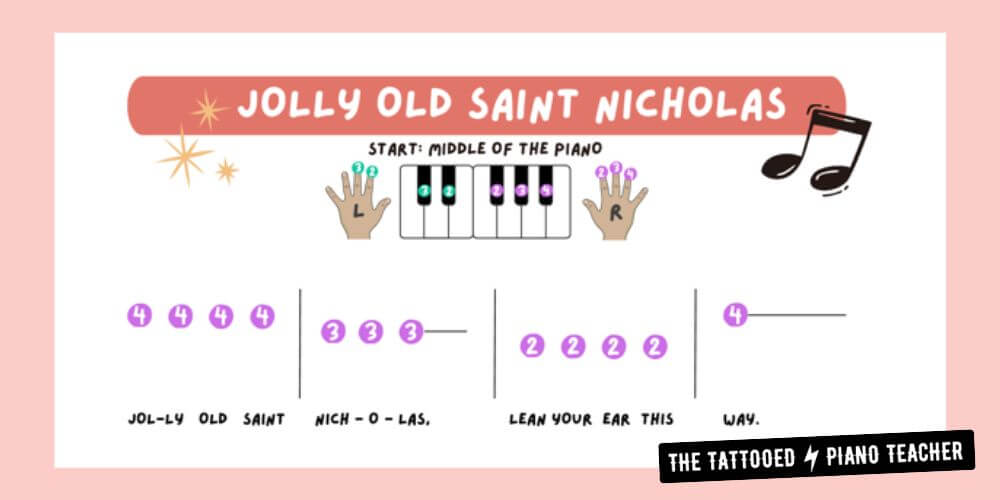 jolly old saint nicholas pre-reading sample black keys free sheet music. the tattooed piano teacher