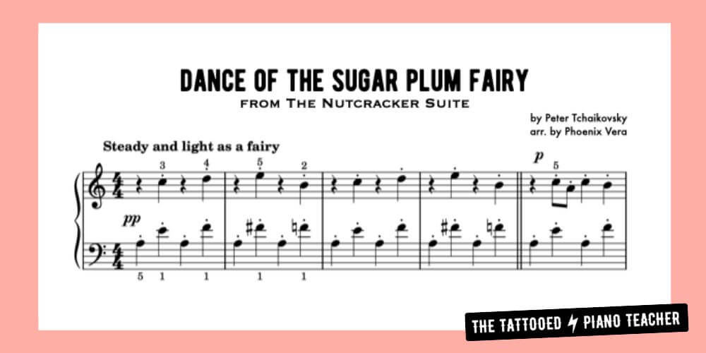 dance of the sugar plum fairy beginner sheet music preview pdf. the tattooed piano teacher