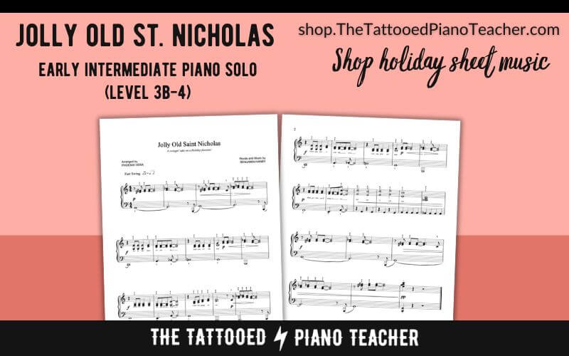 jolly old saint nicholas early intermediate jazz piano sheet music. the tattooed piano teacher.