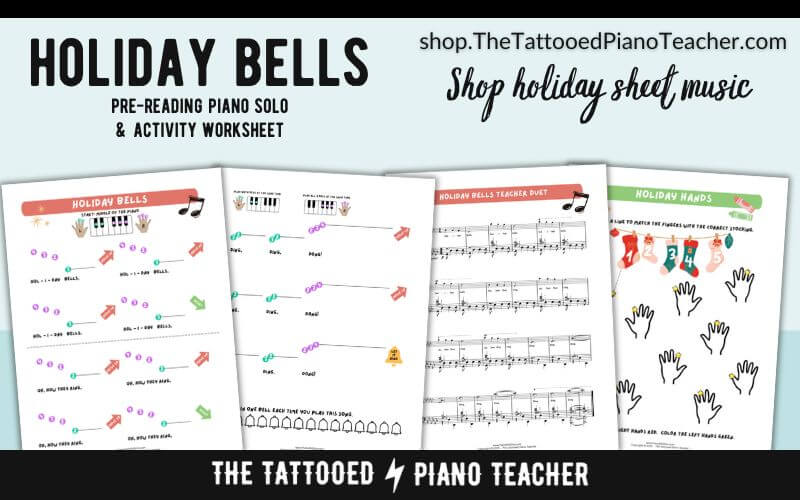 holiday bells pre-reading sheet music activity theory sheet. Christmas sheet music for beginners. the tattooed piano teacher.