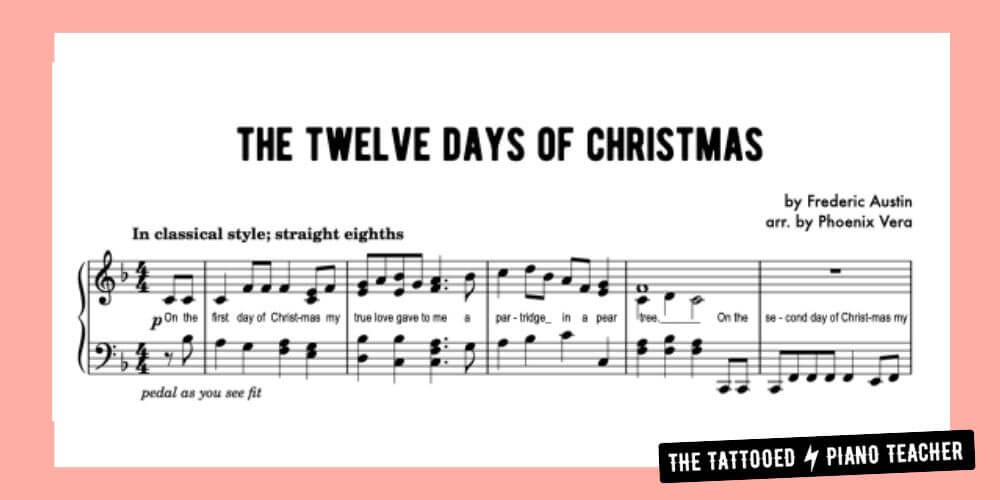 the twelve days of christmas jazz sheet music preview. the tattooed piano teacher