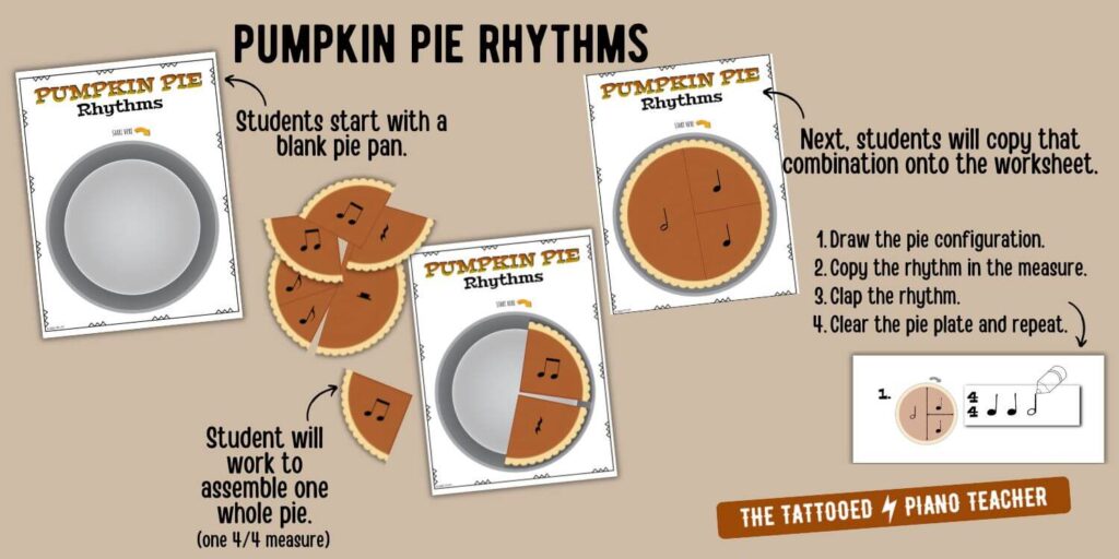 pumpkin pie rhythm game for thanksgiving. how to play. the tattooed piano teacher