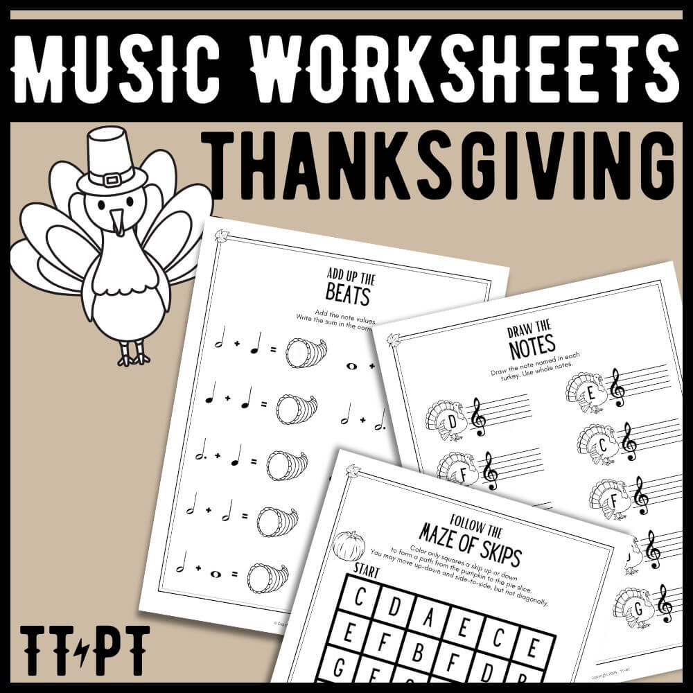 thanksgiving music worksheets. music theory for piano students. the tattooed piano teacher