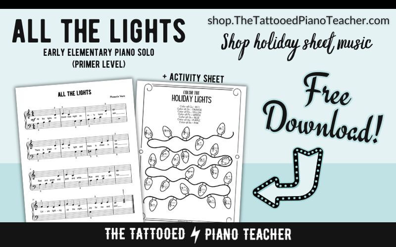 all the lights on christmas sheet music for beginners. free pdf download. the tattooed piano teacher