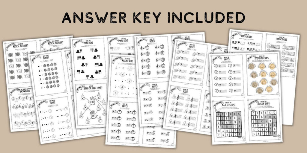 thanksgiving music worksheets. answer key included. the tattooed piano teacher