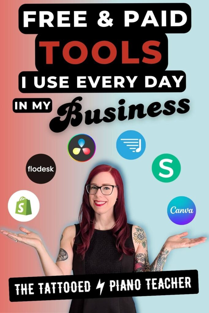 Free and Paid Tools I use every day in my piano teaching business. the tattooed piano teacher