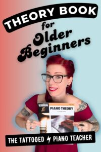 Piano theory book for older beginners. teens & adults. essential elements piano theory. the tattooed piano teacher