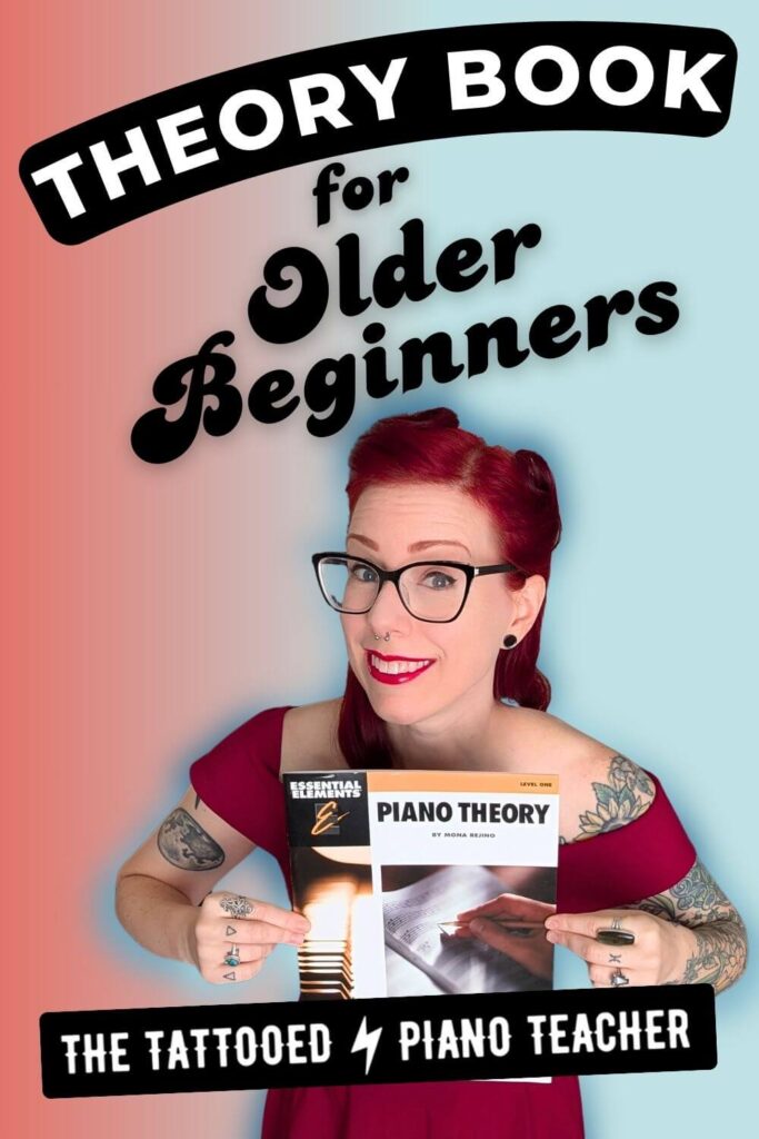 Piano theory book for older beginners. teens & adults. essential elements piano theory. the tattooed piano teacher