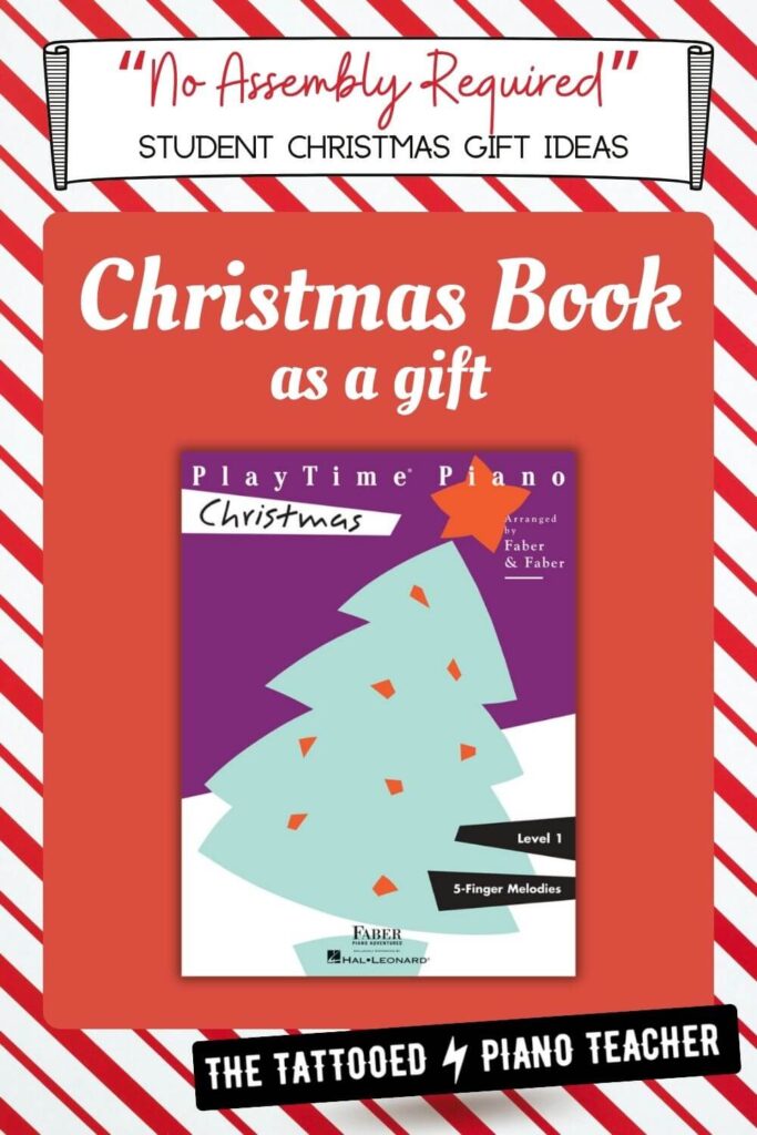 Christmas gifts for piano students. give a christmas sheet music book as a gift. the tattooed piano teacher