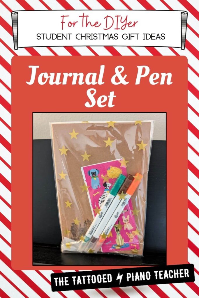 journal pen Christmas gifts for piano students. the tattooed piano teacher