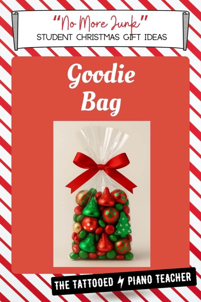 christmas gifts for piano students chocolate candy goodie bag. the tattooed piano teacher