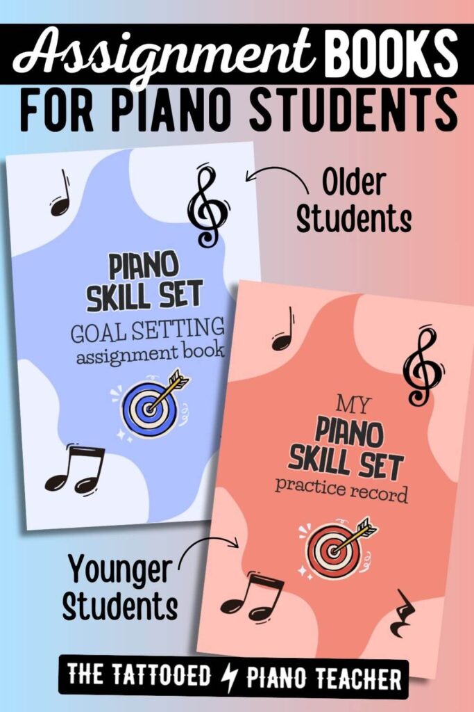 practice record book. assignment book for piano students