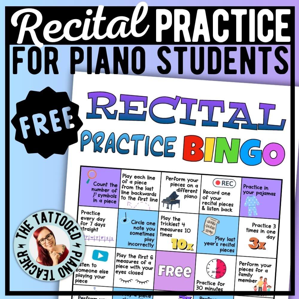 piano recital practice bingo free pdf printable