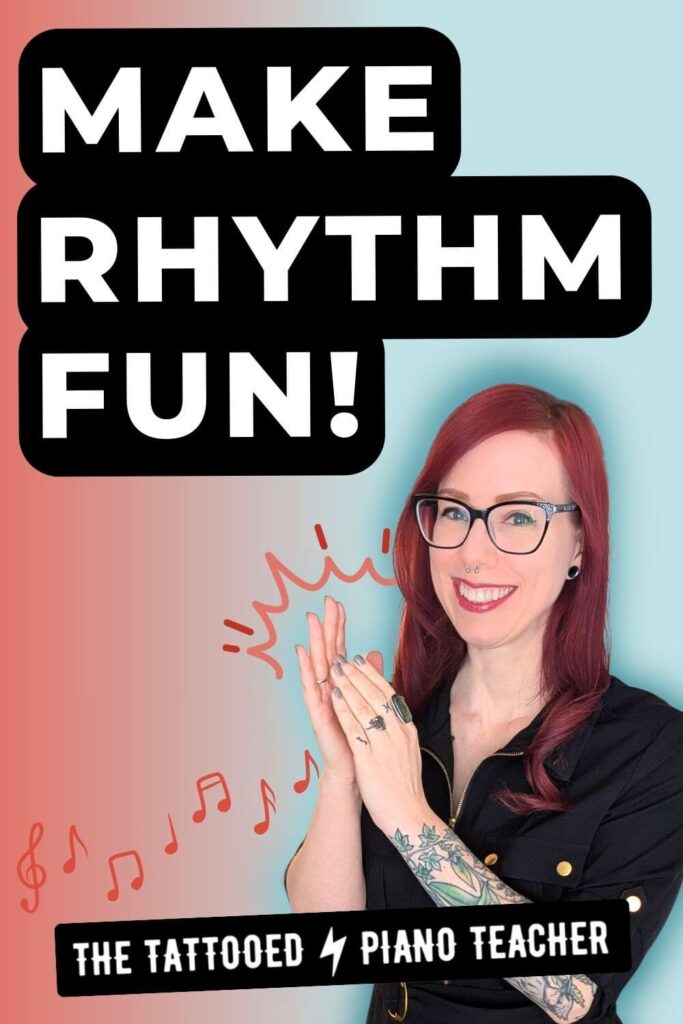 5 creative ways to teach rhythm in piano lessons. Simple, fun strategies to help students feel rhythm using movement, singing, games, and hands-on activities. the tattooed piano teacher