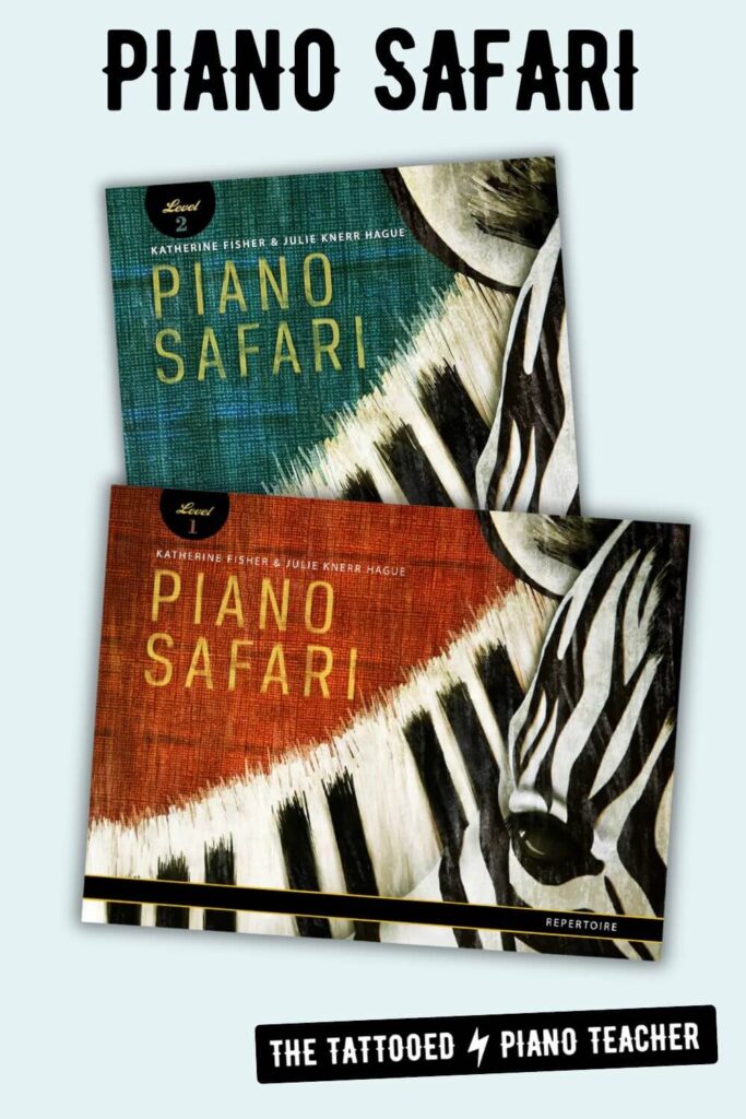 piano safari uses guide notes. the tattooed piano teacher