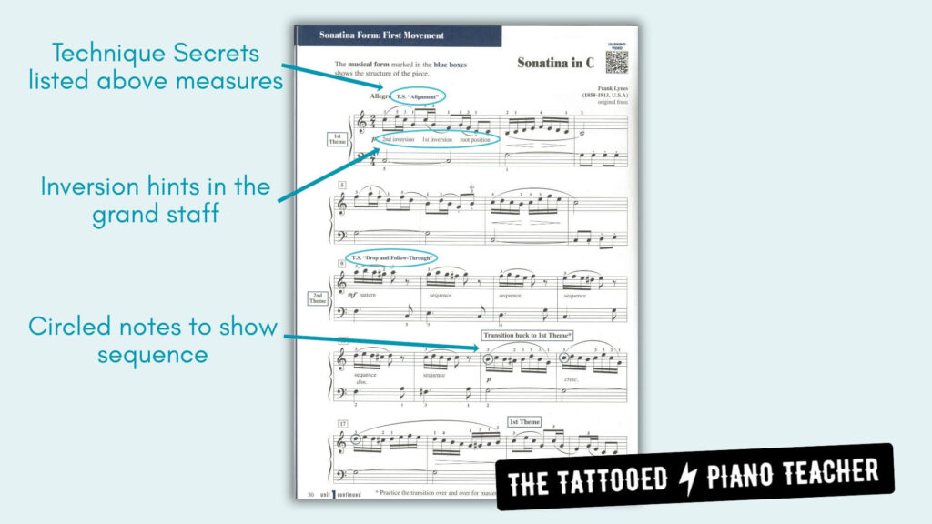 technique added within songs of new piano adventures grand level 4 all-in-one method book. the tattooed piano teacher
